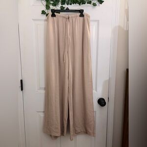 Beige Wide-Leg Pants